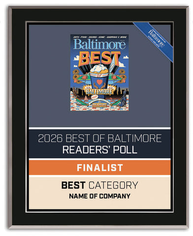 Best of Baltimore Reader's Poll 2026 Finalist Plaque