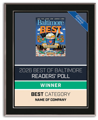 Best of Baltimore Reader's Poll 2026 Winner Plaque