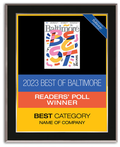 Best of Baltimore Reader's Poll 2023 Winner Plaque