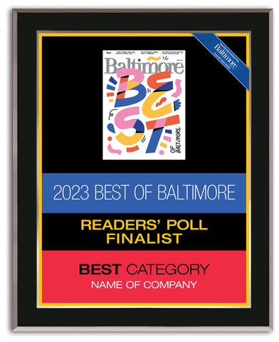 Best of Baltimore Reader's Poll 2023 Finalist Plaque