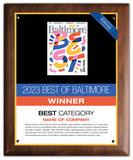 Best of Baltimore 2023 Plaque