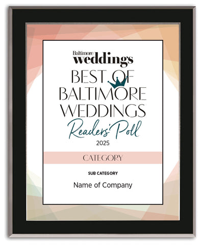 Best of Baltimore Weddings Reader's Poll 2025 Plaque
