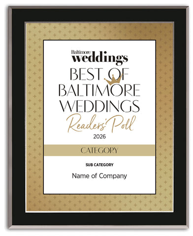 Best of Baltimore Weddings Reader's Poll 2026 Plaque
