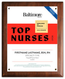 Top Nurses 2026 Plaque