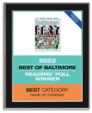 Best of Baltimore Reader's Poll 2022 Plaque