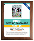 Best of Baltimore 2022 Plaque