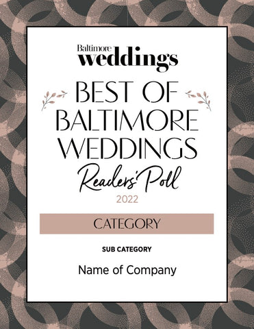 Best of Baltimore Weddings Reader's Poll 2022 Plaque