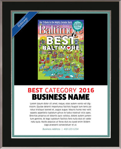 Best of Baltimore 2016 Plaque