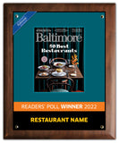Best Restaurants Reader's Poll 2022 Plaque
