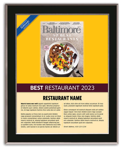 Best Restaurants 2023 Plaque