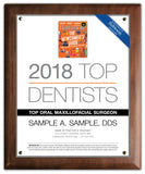 Top Dentists 2018 Plaque
