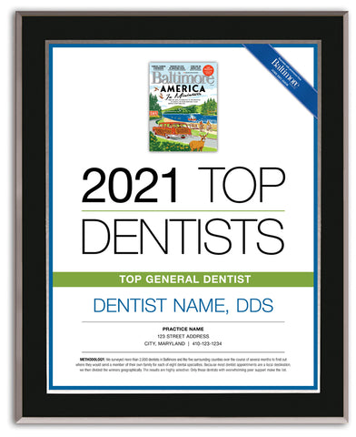 Top Dentist 2021 Plaque