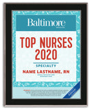 Top Nurses 2020 Plaque