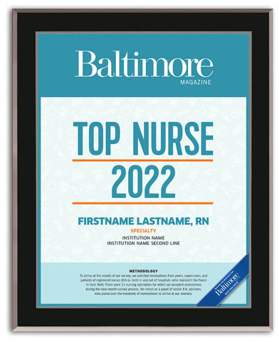 Top Nurses 2022 Plaque