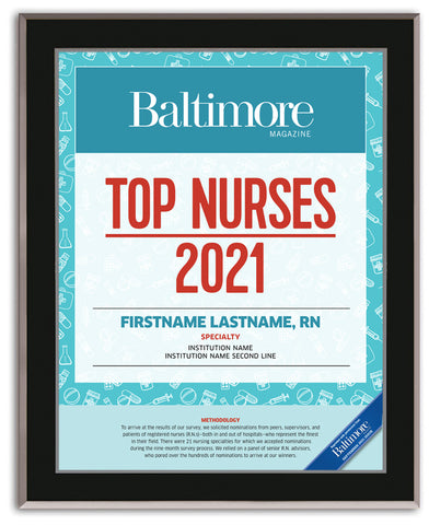 Top Nurses 2021 Plaque