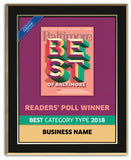 Best of Baltimore 2018 Readers' Choice Plaque