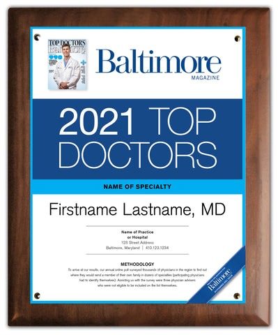 Top Doctors 2021 Plaque